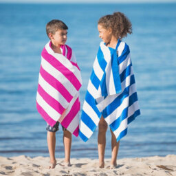 Geezy Microfibre Large Beach Towel Pink Striped Travel Gym Camping Swimming Holiday - thumbnail 6