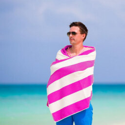 Geezy Microfibre Large Beach Towel Pink Striped Travel Gym Camping Swimming Holiday - thumbnail 5