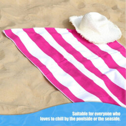 Geezy Microfibre Large Beach Towel Pink Striped Travel Gym Camping Swimming Holiday - thumbnail 7