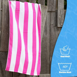 Geezy Microfibre Large Beach Towel Pink Striped Travel Gym Camping Swimming Holiday - thumbnail 8