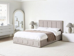 Beliani Ottoman Bed Chenille Quiberon 160 X 200 Cm (Eu King Size) Taupe - thumbnail 2