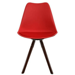 Fusion Living Soho Red Plastic Dining Chair With Pyramid Dark Wood Legs - thumbnail 7