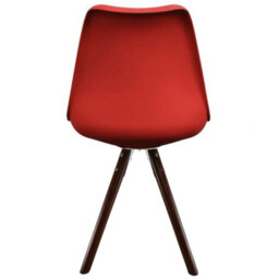 Fusion Living Soho Red Plastic Dining Chair With Pyramid Dark Wood Legs - thumbnail 4
