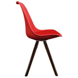 Fusion Living Soho Red Plastic Dining Chair With Pyramid Dark Wood Legs - thumbnail 6