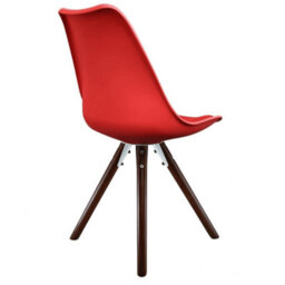 Fusion Living Soho Red Plastic Dining Chair With Pyramid Dark Wood Legs - thumbnail 5