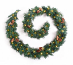 Best Artificial 9Ft Colorado Pine Christmas Garland Supplied With Pine Cones Supplied With 80 Warm White Battery Lights - thumbnail 1