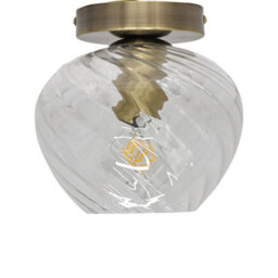 First Choice Lighting Set Of 2 Bradson - Clear Swirl Glass Antique Brass Ceiling Lights - thumbnail 2