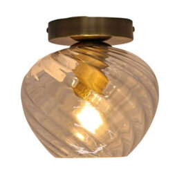 First Choice Lighting Set Of 2 Bradson - Clear Swirl Glass Antique Brass Ceiling Lights - thumbnail 3