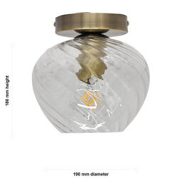 First Choice Lighting Set Of 2 Bradson - Clear Swirl Glass Antique Brass Ceiling Lights - thumbnail 6