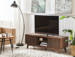 Beliani Retro Tv Stand Prescot Dark Brown - thumbnail 2
