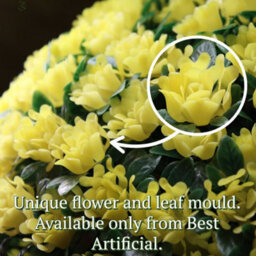 Best Artificial 38Cm Yellow Rose Hanging Basket Flower Topiary Ball - Suitable For Outdoor Use - Weather & Fade Resistant - thumbnail 4