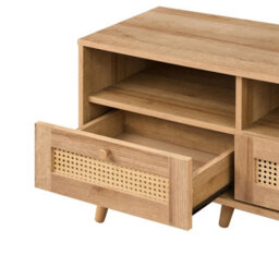 Swish Furniture Manila Oak & Rattan 3 Drawer Tv Unit Stand Cabinet Living Room Storage Furniture Media Unit - thumbnail 9