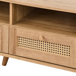 Swish Furniture Manila Oak & Rattan 3 Drawer Tv Unit Stand Cabinet Living Room Storage Furniture Media Unit - thumbnail 8