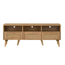Swish Furniture Manila Oak & Rattan 3 Drawer Tv Unit Stand Cabinet Living Room Storage Furniture Media Unit - thumbnail 5