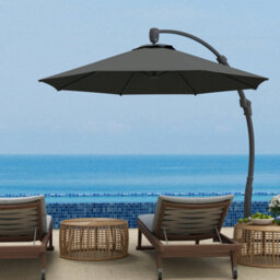 Outsunny 3(M) Garden Cantilever Parasol With Crank Aluminium Frame Grey - thumbnail 1