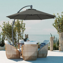 Outsunny 3(M) Garden Cantilever Parasol With Crank Aluminium Frame Grey - thumbnail 7