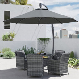Outsunny 3(M) Garden Cantilever Parasol With Crank Aluminium Frame Grey - thumbnail 8