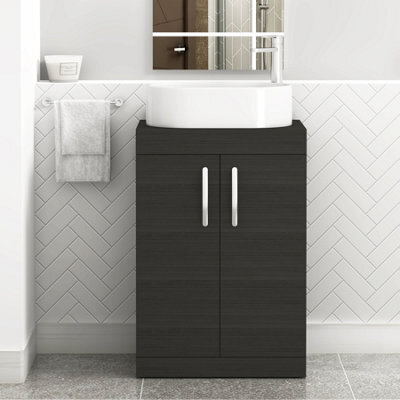 Royal Bathrooms Turin 600mm Freestanding Bathroom Vanity Unit With Sink 2 Door Hale Black & Peak Countertop Basin - image 1