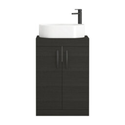 Royal Bathrooms Turin 600mm Freestanding Bathroom Vanity Unit With Sink 2 Door Hale Black & Peak Countertop Basin - thumbnail 5