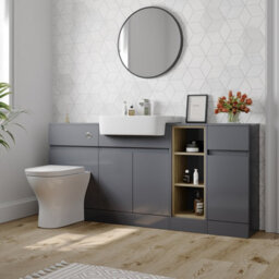 Affine Bathroom Toilet Wc Vanity Unit Basin Sink Combination Grey Gloss 1720mm - thumbnail 2