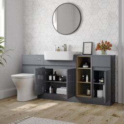 Affine Bathroom Toilet Wc Vanity Unit Basin Sink Combination Grey Gloss 1720mm - thumbnail 3