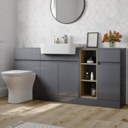 Aveli Bathroom Toilet Wc Vanity Unit Basin Sink Combination Grey Gloss 1720mm