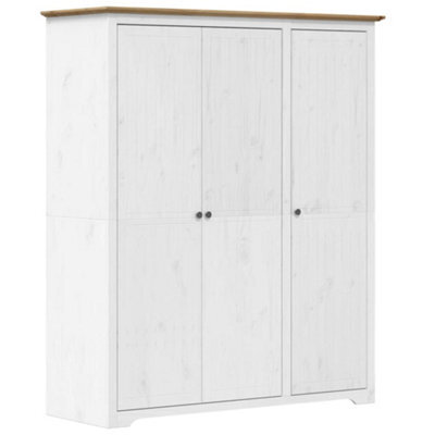 Berkfield Classic Wardrobe Bodo White And Brown 151.5X52X176.5Cm Solid Wood Pine