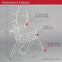 The Christmas Workshop Light-Up Prancing Reindeer / Outdoor Decoration With 110 Warm White Led Lights - thumbnail 2