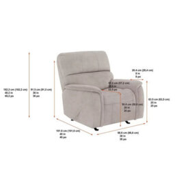Xample True Innovations Hayden Beige Fabric Manual Recliner Chair, Rocking Motion, Padded Arms, Bustle Back, Pocket Coil Seat - thumbnail 7