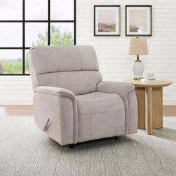 Xample True Innovations Hayden Beige Fabric Manual Recliner Chair, Rocking Motion, Padded Arms, Bustle Back, Pocket Coil Seat
