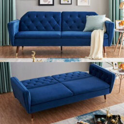 Bravich Victoria Sofa Bed 3 Seater Velvet Click Clack - Dark Blue - thumbnail 2