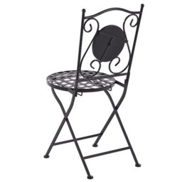 Wyld And Coco Evergarden 2-Pack Black Metal Folding Dining Chairs With Carved Backrests And Ceramic Mosaic Inlay - thumbnail 6