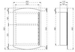 Affine Bathroom Single Door Mirror Stainless Steel Square Edge Modern Cabinet 400X600mm - thumbnail 7