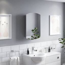 Affine Bathroom Single Door Mirror Stainless Steel Square Edge Modern Cabinet 400X600mm - thumbnail 4