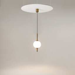 Luminosa Lighting Luminosa The Sixth Sense Modern Globe Pendant Ceiling Light Brass 3000K 500Lm White Shade - thumbnail 2