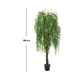 Living And Home Artificial Plant Lifelike Willow Tree Indoor Plant Garden Decoration In Black Pot 180 Cm - thumbnail 4