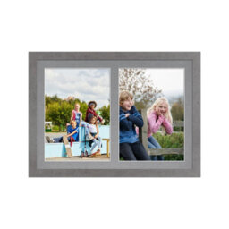 AK Frames 20X14 Marble Grey Modern Multi Photo Frame With Mid Grey Mount - Holds 2 Apertures (2X) A4 Photos
