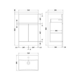 Dezine Yukon 500mm Satin White Floor Standing Vanity Unit, With Top Drawer - thumbnail 2