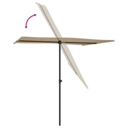 Berkfield Outdoor Parasol With Aluminium Pole 2X1.5 M Taupe - thumbnail 5
