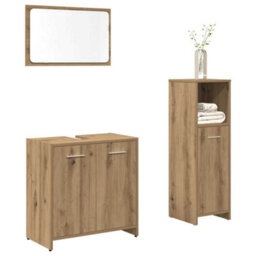 Berkfield 3 Piece Bathroom Furniture Set Artisan Oak Engineered Wood - thumbnail 1