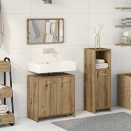Berkfield 3 Piece Bathroom Furniture Set Artisan Oak Engineered Wood - thumbnail 3