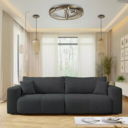 Sofa Bed With Storage Modern Velour Upholstery, Stylish And Functional By Furyn Graphite - thumbnail 2