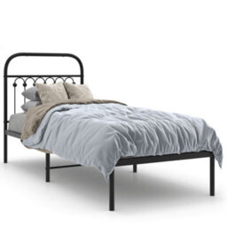 Berkfield Metal Bed Frame Without Mattress With Headboard Black 80X200Cm - thumbnail 2