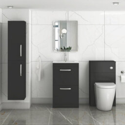 Royal Bathrooms Turin 500mm Matt Black Floor Standing Vanity Unit 2 Drawer With Minimalist Basin - thumbnail 4