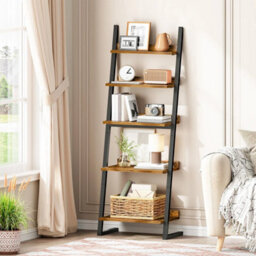 5Tier Ladder Shelf Bookcase Bookshelf Corner Storage Shelf Display Organizer - thumbnail 1