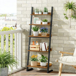 5Tier Ladder Shelf Bookcase Bookshelf Corner Storage Shelf Display Organizer - thumbnail 4