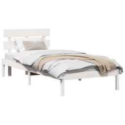 Berkfield Minimalist Bed Frame With Headboard White 75X190 Cm Solid Wood Pine - thumbnail 3