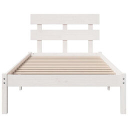 Berkfield Minimalist Bed Frame With Headboard White 75X190 Cm Solid Wood Pine - thumbnail 5
