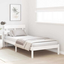 Berkfield Minimalist Bed Frame With Headboard White 75X190 Cm Solid Wood Pine - thumbnail 4
