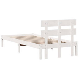 Berkfield Minimalist Bed Frame With Headboard White 75X190 Cm Solid Wood Pine - thumbnail 7